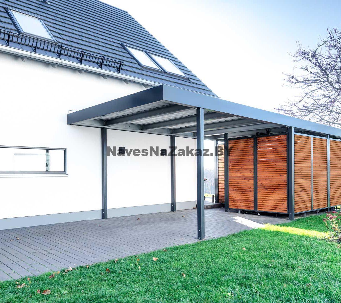 Навес с хозблоком для машины 4 на 9