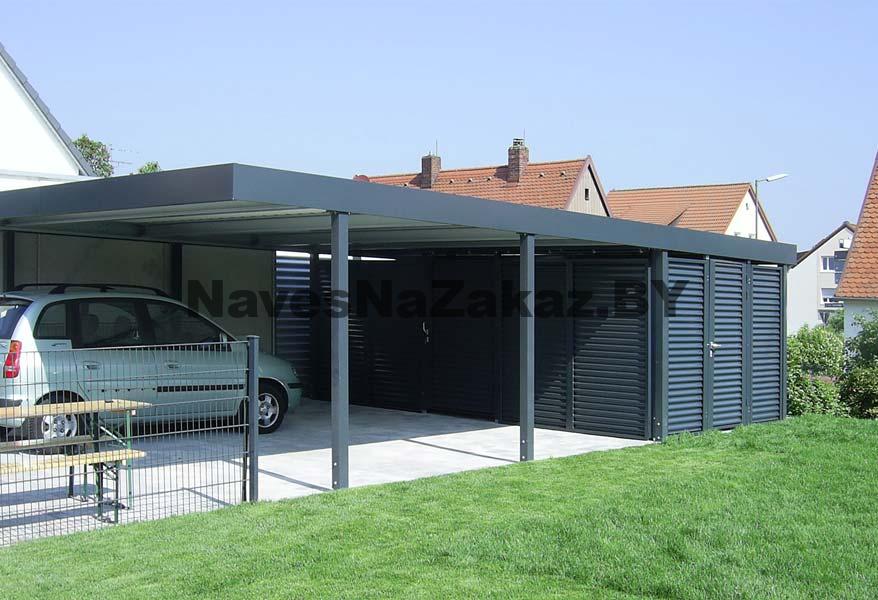 Автонавес в современном стиле с хозблоком 6 на 9